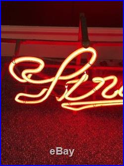 Vintage Stroh's Beer Neon Sign Tabletop Or Wall Alcohol Advertising Man Cave