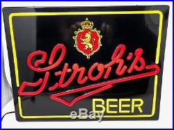 Vintage Stroh's Lighted Neon 20 x 16 Beer Bar Mancave Sign NEW Free Shipping
