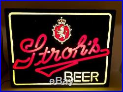 Vintage Stroh's Lighted Neon 20 x 16 Beer Bar Mancave Sign NEW Free Shipping