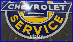 Vintage Super Chevrolet Service Gas & Oil Porcelain Enamel Neon Sign SSPN 48x42