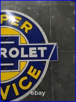 Vintage Super Chevrolet Service Gas & Oil Porcelain Enamel Neon Sign SSPN 48x42