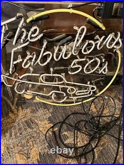 Vintage The Fabulous 50's Old Car Neon Light Sign 29x25