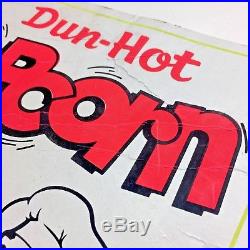 Vintage VTG Original Dun-Hot Popcorn Cardboard Sign Neon Fluorescent Bright