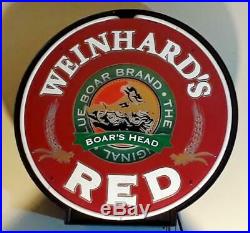Vintage WEINHARD'S RED BOARS HEAD BEER ANIMATED NEON SPINNER SIGN See Video NMnt
