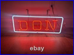 Vintage Working Gas Tube Neon Sign DON Custom universal electric sign co Red
