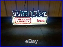 Vintage Wrangler American Hero Jeans Advertising Neon Store Display Sign