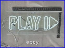 Vintage neon sign PLAY gamer music DJ light