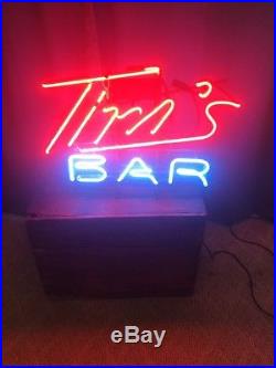 Vintage original neon sign, Tim's Bar