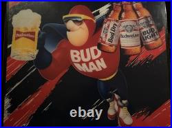Vintage rare Budweiser Bud Man Lighted Sign 18x18 neon type. Fully Functional