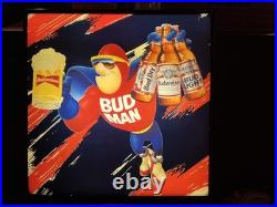 Vintage rare Budweiser Bud Man Lighted Sign 18x18 neon type. Fully Functional