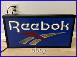 Vintage reebok neon light up sign dealer store display 90s not working As Found Vintage reebok neon light up sign dealer store display 90s not working As Found