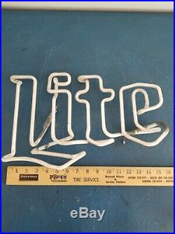 (Vtg) 1970s Miller lite Beer Neon Bar Sign Repair Part glass tube only rare blue