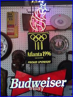 Vtg 90s Budweiser Beer Atlanta 1996 Olympics Neon Sign Light