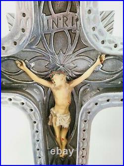 Vtg Antique Art Deco Jesus on Cross Funeral Home Church Crucifix Angel Sign Neon