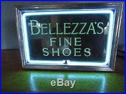 Vtg Antique Early Neon Lighted Belleza's Fine Shoes Store Advertising Sign