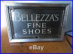 Vtg Antique Early Neon Lighted Belleza's Fine Shoes Store Advertising Sign