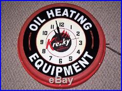 Vtg Antique Kresky Oil Gas Burners Dealer Advertisement Electric Neon Clock Sign