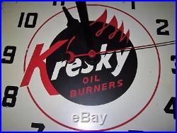 Vtg Antique Kresky Oil Gas Burners Dealer Advertisement Electric Neon Clock Sign