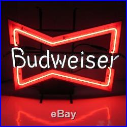 Vtg Budweiser Beer Neon Light Sign Original Bud Bar Bowtie Advertising Rare EUC