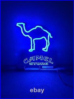 Vtg Camel Cigarette Faux Neon Light up Sign Deep Blue Lighted Camel Bar Pub Sign