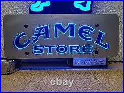 Vtg Camel Cigarette Faux Neon Light up Sign Deep Blue Lighted Camel Bar Pub Sign