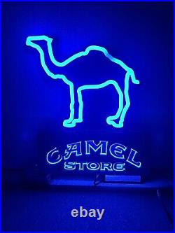 Vtg Camel Cigarette Faux Neon Light up Sign Deep Blue Lighted Camel Bar Pub Sign