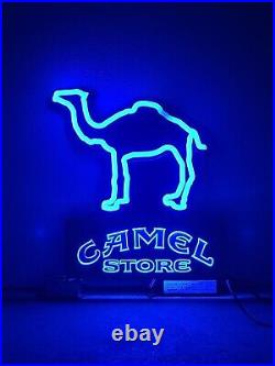 Vtg Camel Cigarette Faux Neon Light up Sign Deep Blue Lighted Camel Bar Pub Sign