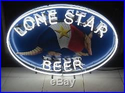 Vtg LONE STAR BEER Armadillo Shield Neon Sign / Bar Light TEXAS shiner pearl