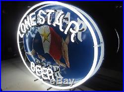 Vtg LONE STAR BEER Armadillo Shield Neon Sign / Bar Light TEXAS shiner ...