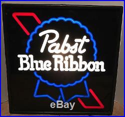 Vtg PBR Pabst Blue Ribbon Beer Light Up Sign Neon-like Bar Man Cave Game Room