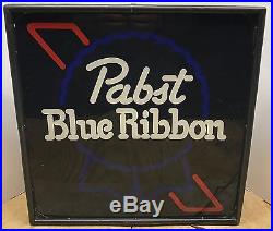Vtg PBR Pabst Blue Ribbon Beer Light Up Sign Neon-like Bar Man Cave Game Room