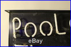 Vtg POOL TIME NEON WALL CLOCK LIGHT SIGN, Billiard cue table, beer, game room