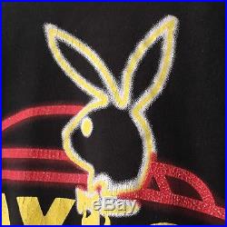 Vtg Playboy On The Town Black Neon Sign Hugh Hefner Sweatshirt Men's M USA