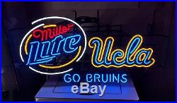 Vtg UCLA BRUINS / MILLER LIGHT Genuine Large Neon Beer Bar Sign GUC RARE READ