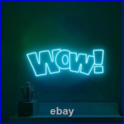 WOW LED Neon Sign 26x10 Light Man Cave Diplay Room Vintage Wall Decor
