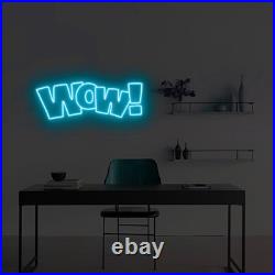 WOW LED Neon Sign 26x10 Light Man Cave Diplay Room Vintage Wall Decor
