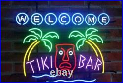 Welcome Tiki Bar Palm Tree Light 24x20 Vintage Neon Sign Beer Bar Pub Decor