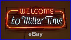 Welcome to Miller Time Vintage Neon Beer Sign (c)