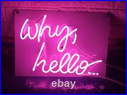 Why Hello MAN CAVE HANDMADE Beer Bar Decor Party Artwork Vintage NEON Light Sign