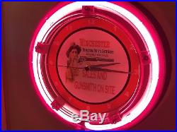 ^^^Winchester Sales Gunsmith Rifle Firearms Store Man Cave Neon Wall Clock Sign