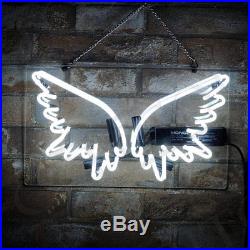 Wing Shape Neon Sign Light Vintage Bontique Real Glass Artwork Man Cave Diaplay