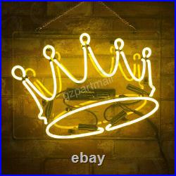 Yellow Crown Vintage Style 17x14 Neon Light Sign Real Glass Gift for Man Cave
