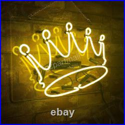 Yellow Crown Vintage Style 17x14 Neon Light Sign Real Glass Gift for Man Cave